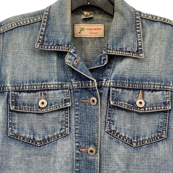 CHECKLIST SUMMER VERY COMFY BLUE JEAN JACKET WOMENS PETITE - Picture 2 of 3